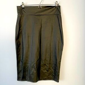 NWT Simlu Size Large Pencil Skirt Faux Leather Black Skirt